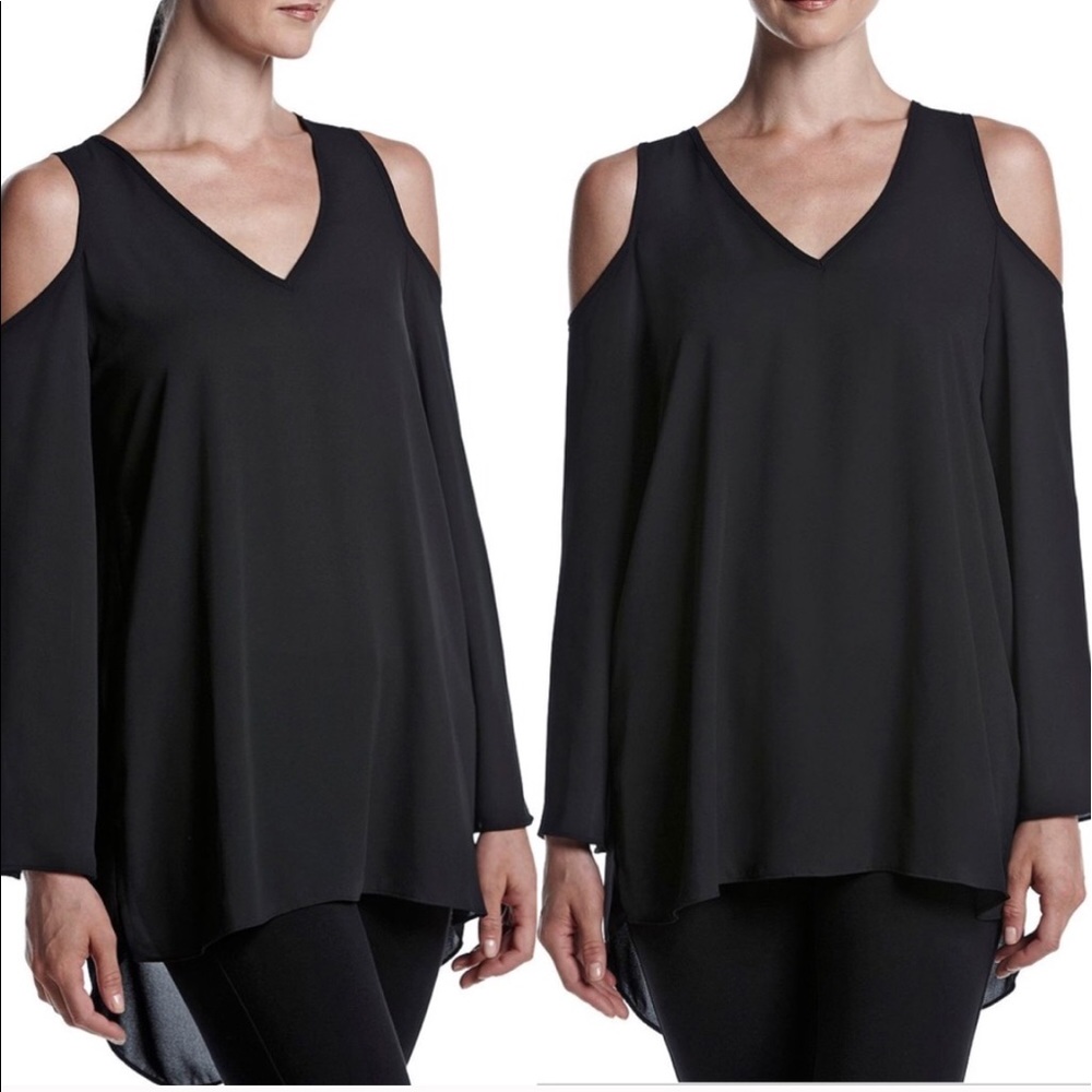 NWT Philosophy Navy Cold Shoulder Semi-Sheer Tunic